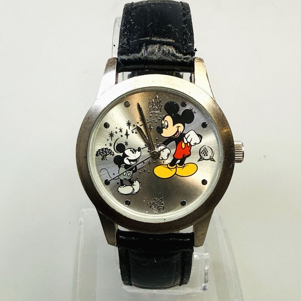 Disney "Mickey Through The Years" Park Icons Watch 32mm Lthr Vintage Limited EUC